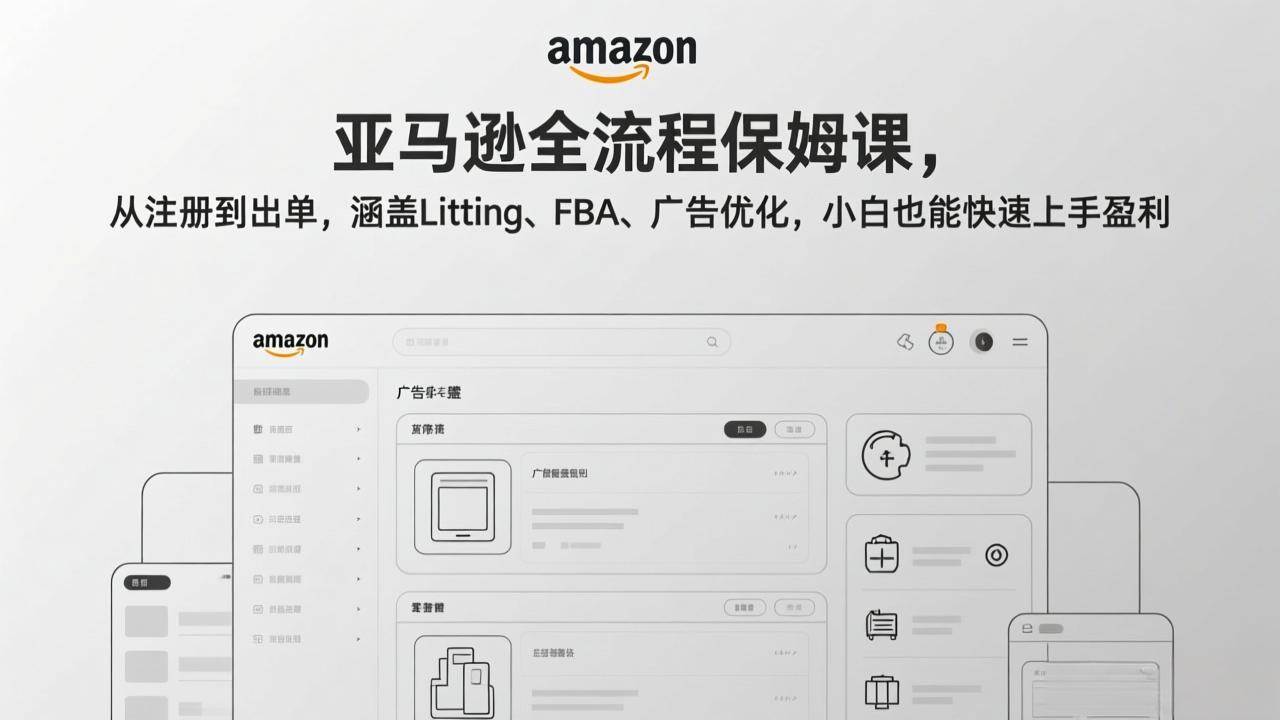 （17293期）亚马逊全流程保姆课，从注册到出单，涵盖Listing、FBA、广告优化，小白也能快速上手盈利宝妈网-宝妈学习网-宝妈AI网-宝妈工作流网宝妈网|宝妈学习网|宝妈AI网|宝妈工作流网|宝妈扣子网