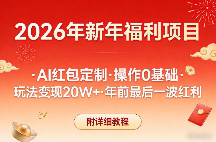 新年福利项目，AI红包定制，操作0基础，玩法变现20W+年前最后一波红利，附详细教程宝妈网-宝妈学习网-宝妈AI网-宝妈工作流网宝妈网|宝妈学习网|宝妈AI网|宝妈工作流网|宝妈扣子网