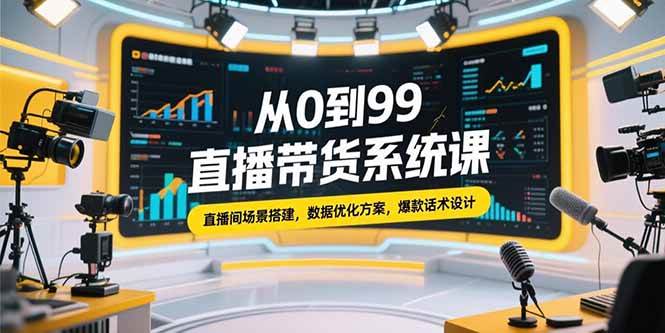 （15362期）从0到99直播带货系统课，直播间场景搭建，数据优化方案，爆款话术设计|宝妈创业网