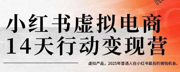 小红书虚拟电商14天变现训练营，虚拟产品，2025年普通人在小红书最后的搞钱机会|宝妈创业网