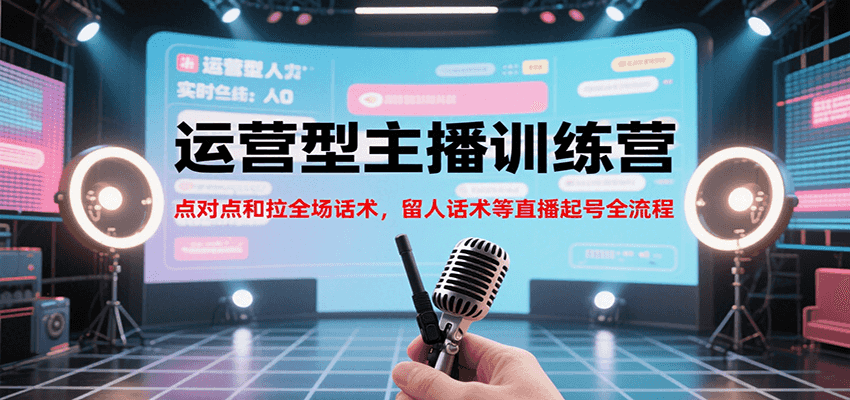 运营型主播训练营，点对点和拉全场话术，留人话术等直播起号全流程（更新7月）|宝妈创业网