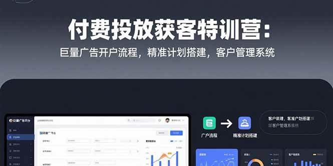 （15426期）付费投放获客特训营：巨量广告开户流程，精准计划搭建，客户管理系统|宝妈创业网