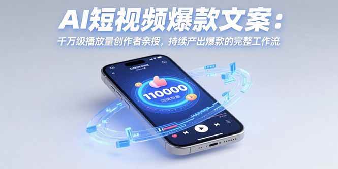 （15569期）AI短视频爆款文案：千万级播放量创作者亲授，持续产出爆款的完整工作流|宝妈创业网