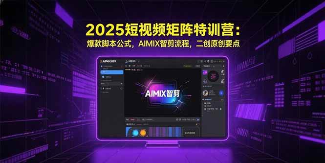 （15475期）2025短视频矩阵特训营：爆款脚本公式，AIMIX智剪流程，二创原创要点|宝妈创业网