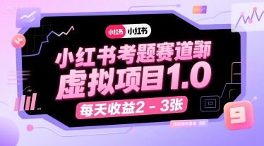 小红书考题赛道虚拟项目1.0，项目操作简单，每天收益2-3张|宝妈创业网