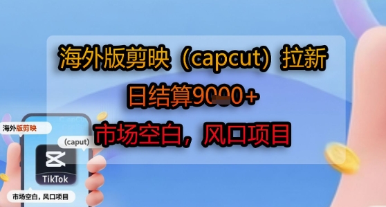 海外版剪映(capcut)拉新，日结算1k+，市场空白，风口项目|宝妈创业网