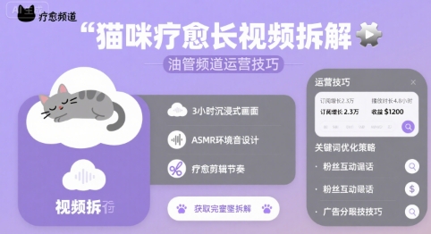 猫咪疗愈长视频拆解 &油管频道运营技巧|宝妈创业网