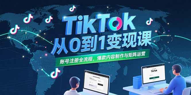 （15346期）TikTok从0到1变现课，账号注册全流程，爆款内容制作与矩阵运营|宝妈创业网