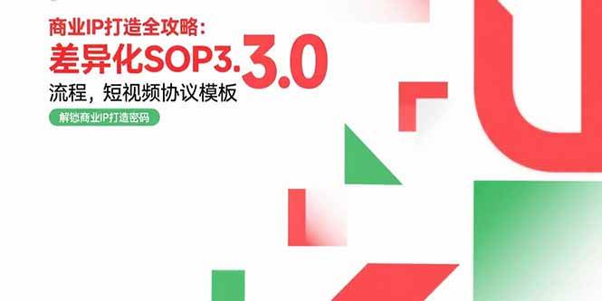 （15486期）商业IP打造全攻略：差异化SOP3.0流程，短视频协议模板，婚恋项目实战案例|宝妈创业网