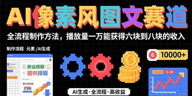 （15572期）AI像素风图文赛道：全流程制作方法，播放量一万能获得6块到8块的收入|宝妈创业网