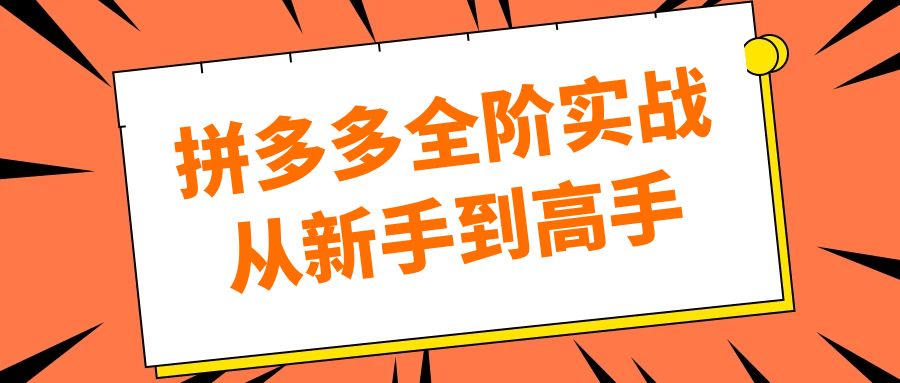 拼多多全阶实战从新手到高手|宝妈创业网