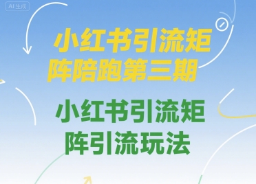小红书引流矩阵陪跑第三期，小红书引流矩阵引流玩法|宝妈创业网