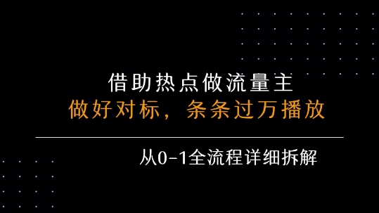 借力热点，乘顺风车玩流量主，条条过万播放， 每月收益5k+，从0-1全流程详细拆解|宝妈创业网