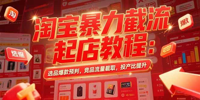 （15468期）淘宝暴力截流起店教程：选品爆款预判，竞品流量截取，投产比提升|宝妈创业网