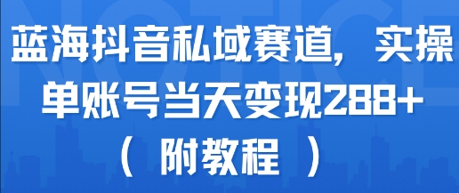 蓝海抖音私域赛道，实操单账号当天变现288+(附教程)|宝妈创业网