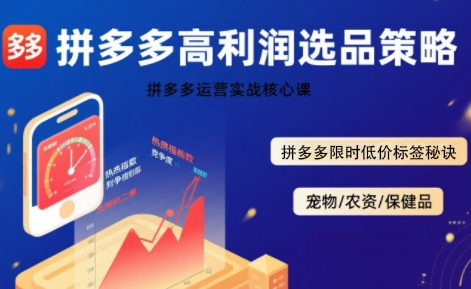 拼多多选品暴利技术实战课，拼多多高利润选品策略，拼多多限时低价标签秘诀|宝妈创业网