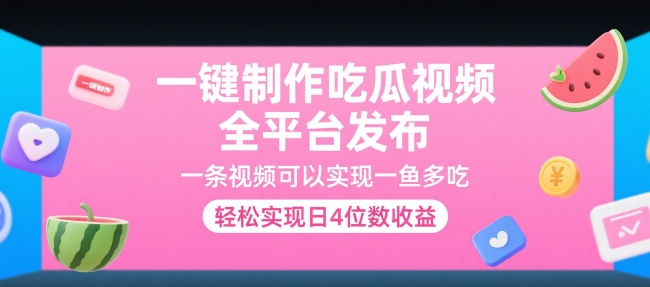 一键制作吃瓜视频，全平台发布，一条视频可以实现一鱼多吃，轻松实现日4位数收益【揭秘】|宝妈创业网