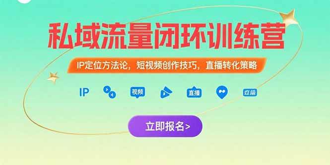 （15396期）私域流量闭环训练营：IP定位方法论，短视频创作技巧，直播转化策略|宝妈创业网
