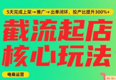 淘宝截流快速起店玩法，掌握暴力快速起店的流程，5天完成上架-推广-出单闭环|宝妈创业网