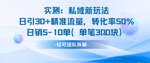 实测私域新玩法日引30加精准流量转化率50%日销5-10单每笔3张|宝妈创业网