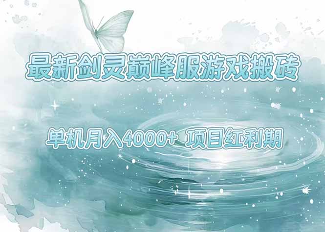 最新剑灵巅峰服游戏搬砖，项目红利期，单机稳定4000+操作简单好上手|宝妈创业网