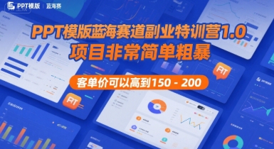 PPT模版蓝海赛道副业特训营1.0，项目非常简单粗暴，客单价可以高到150-200|宝妈创业网