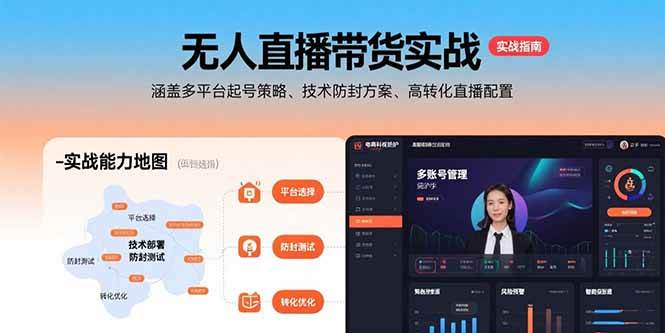 （15622期）无人直播带货实战，涵盖多平台起号策略、技术防封方案、高转化直播配置|宝妈创业网