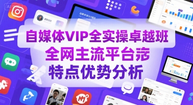 自媒体VIP全实操卓越班，全网主流平台特点优势分析|宝妈创业网