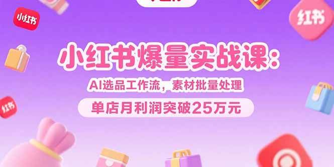 （15462期）小红书爆量实战课：AI选品工作流，素材批量处理，单店月利润突破25万元|宝妈创业网