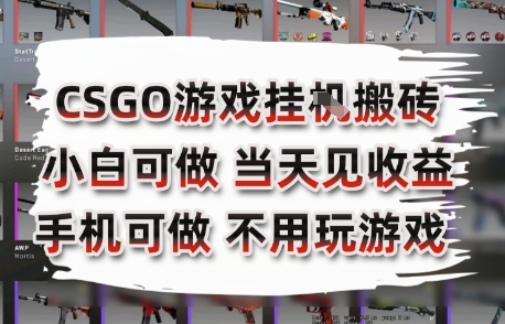 CSGO游戏挂G搬砖，小白纯手机即可操作，不用电脑打游戏，日入3张+，副业网创项目【揭秘】|宝妈创业网