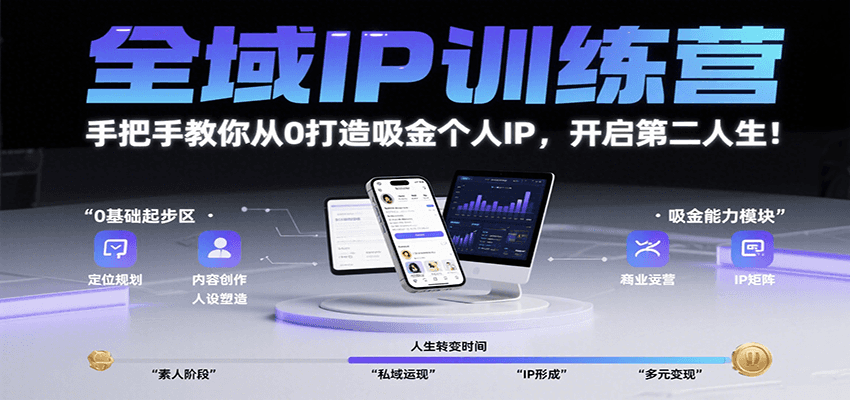 全域IP训练营，手把手教你从0打造吸金个人IP，开启第二人生！|宝妈创业网