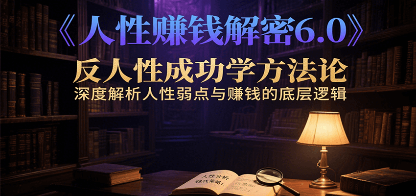 人性赚钱解密6.0，反人性成功学方法论，深度解析人性弱点与赚钱的底层逻辑|宝妈创业网