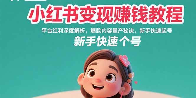（15559期）小红书变现赚钱教程：平台红利深度解析，爆款内容量产秘诀，新手快速起号|宝妈创业网