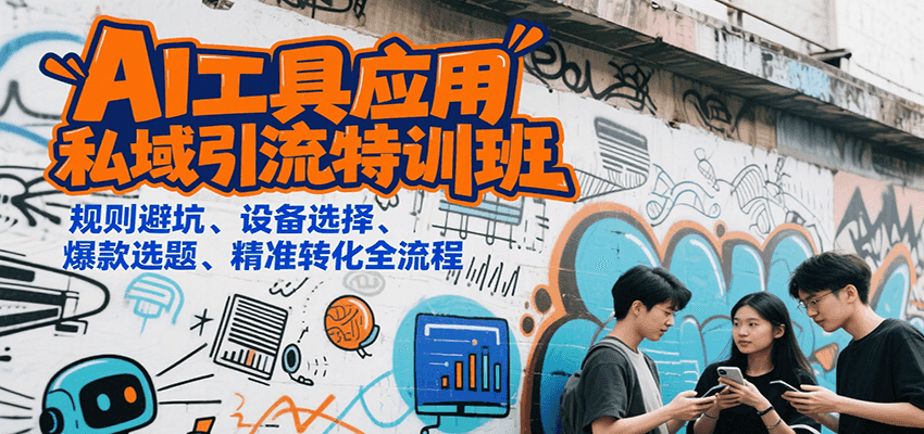 AI工具应用私域引流特训班，规则避坑、设备选择、爆款选题、精准转化全流程|宝妈创业网