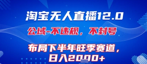 淘宝无人直播12.0，不封号，不违规，布局下半年旺季赛道，日入1k+(独家技术)【揭秘】|宝妈创业网