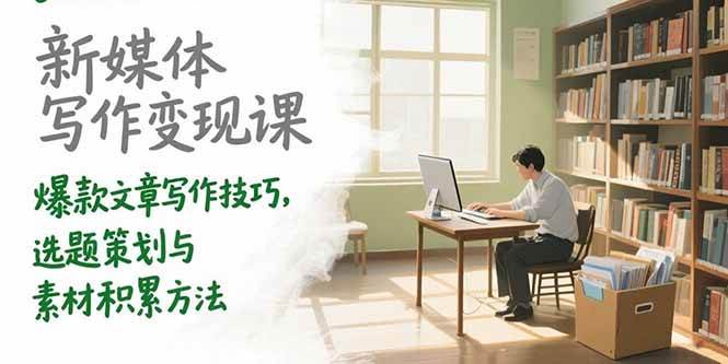 （15345期）新媒体写作变现课，爆款文章写作技巧，选题策划与素材积累方法|宝妈创业网