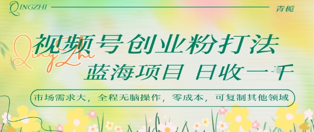 视频号创业粉打法，日入1k，蓝海项目，市场需求大，全程无脑操作，可复制|宝妈创业网
