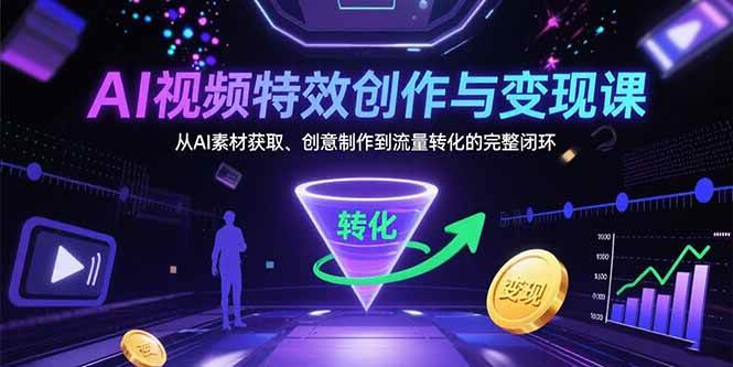 （15587期）AI视频特效创作与变现课：从AI素材获取、创意制作到流量转化的完整闭环|宝妈创业网