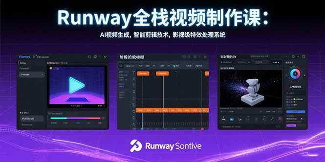 （15515期）Runway全栈视频制作课：AI视频生成，智能剪辑技术，影视级特效处理系统|宝妈创业网