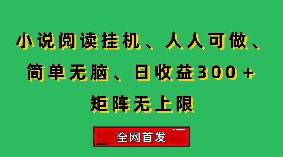 （15413期）小说挂机阅读，人人可做，简单无脑，一天收益300＋矩阵无限上|宝妈创业网