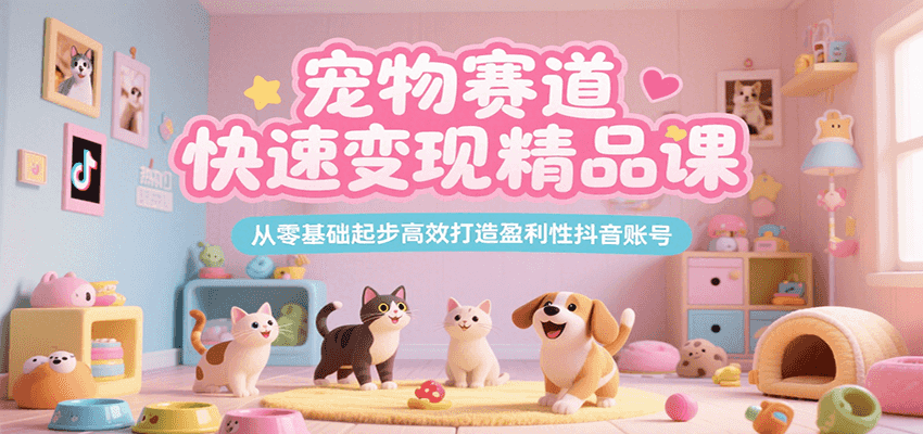 宠物赛道快速变现精品课，从零基础起步高效打造盈利性抖音账号|宝妈创业网