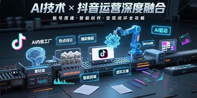 （15630期）AI技术与抖音运营的深度融合应用：涵盖账号搭建、内容创作、收益变现等|宝妈创业网