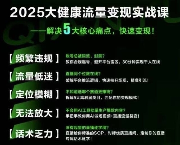 大健康流量全域新增长8.0，三月底线下课视频，大健康万亿蓝海，从类目突围到模式迭代|宝妈创业网