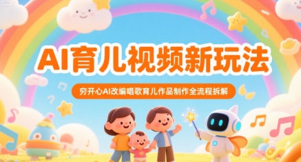 AI育儿视频新玩法，穷开心AI改编唱歌育儿作品制作全流程拆解|宝妈创业网