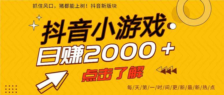 （15529期）抖音小游戏，一部手机日入300+，2025风口项目|宝妈创业网