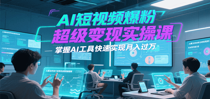 AI短视频爆粉超级变现实操课，掌握AI工具快速实现月入过万|宝妈创业网