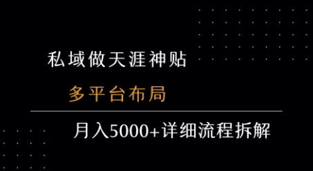 私域做天涯神贴 多平台布局 月入5k+详细流程拆解|宝妈创业网