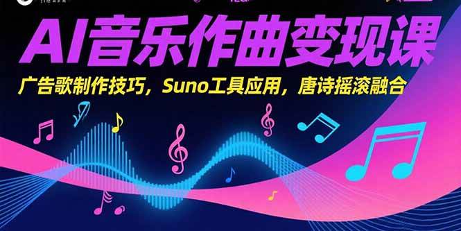 （15370期）AI音乐作曲变现课，广告歌制作技巧，Suno工具应用，唐诗摇滚融合|宝妈创业网