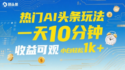 热门AI头条玩法，一天10分钟，收益可观，小白轻松日入1k+【揭秘】|宝妈创业网