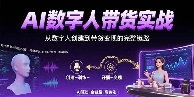 （15548期）AI数字人+带货实战：从数字人创建到带货变现的完整链路|宝妈创业网